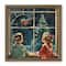 Vintage Christmas Window Scene 16" x 16" Brown Framed Print